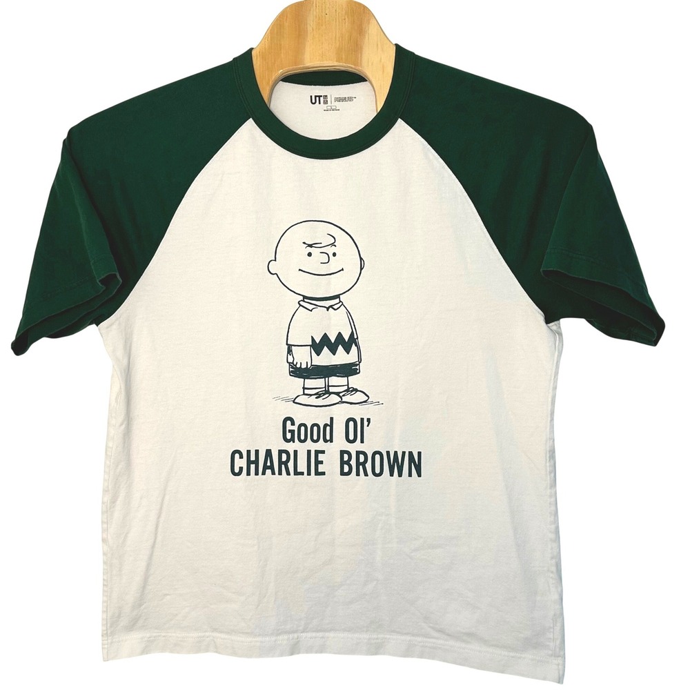 Uniqlo UT Peanuts Charlie Brown Raglan T-Shirt Men's Large Green White